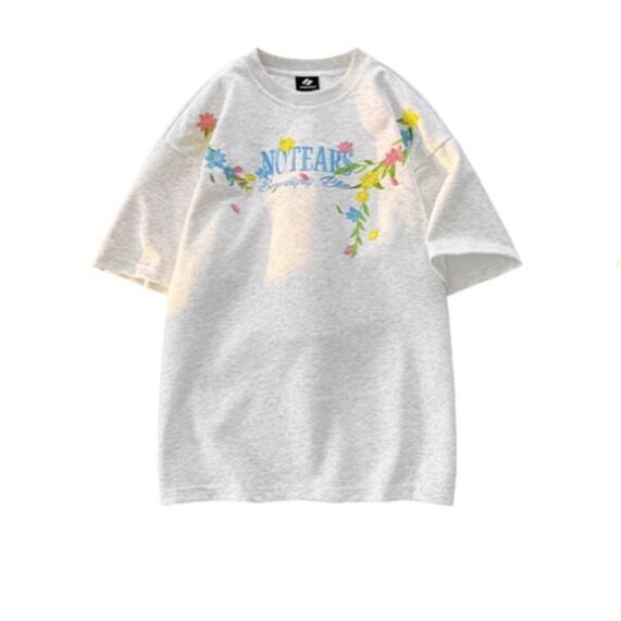 字母花卉刺绣圆领复古美式休闲情侣T恤男女同款GA8035P42，男装T恤，星座1013-5