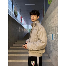 秋冬纯色复古潮薄款vibe风男女高街简约拉链立领棉服，男装棉衣，四季星座505