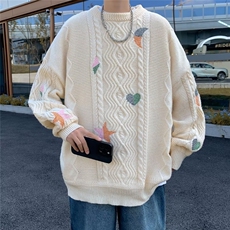 秋冬款潮牌美式高街复古印花毛衣男女宽松针织外套，男装针织衫/毛衣，星座716-2