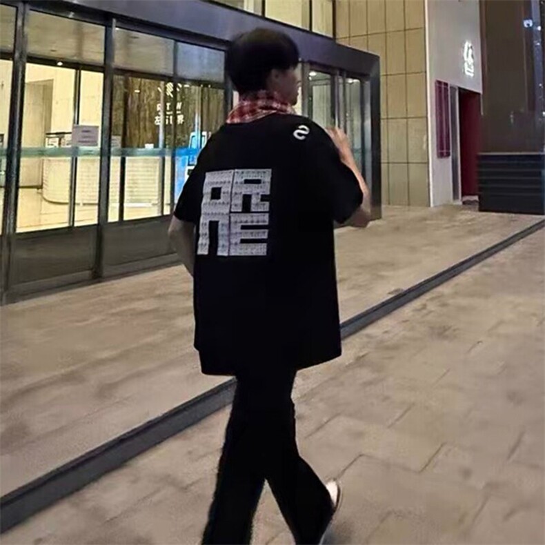 万针全刺绣工艺抖音得物高品质260克重磅纯棉双纱美式高街短袖T恤,男装T恤,电商A486