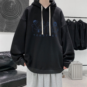 WY2191-P35 加绒款-P40 纯棉连帽卫衣男大码运动帽衫宽松薄外套男图片