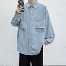男士衬衫2023春秋季宽松百搭工装上衣男青年休闲外套CS0072-P35，男装衬衫，星座308B-1