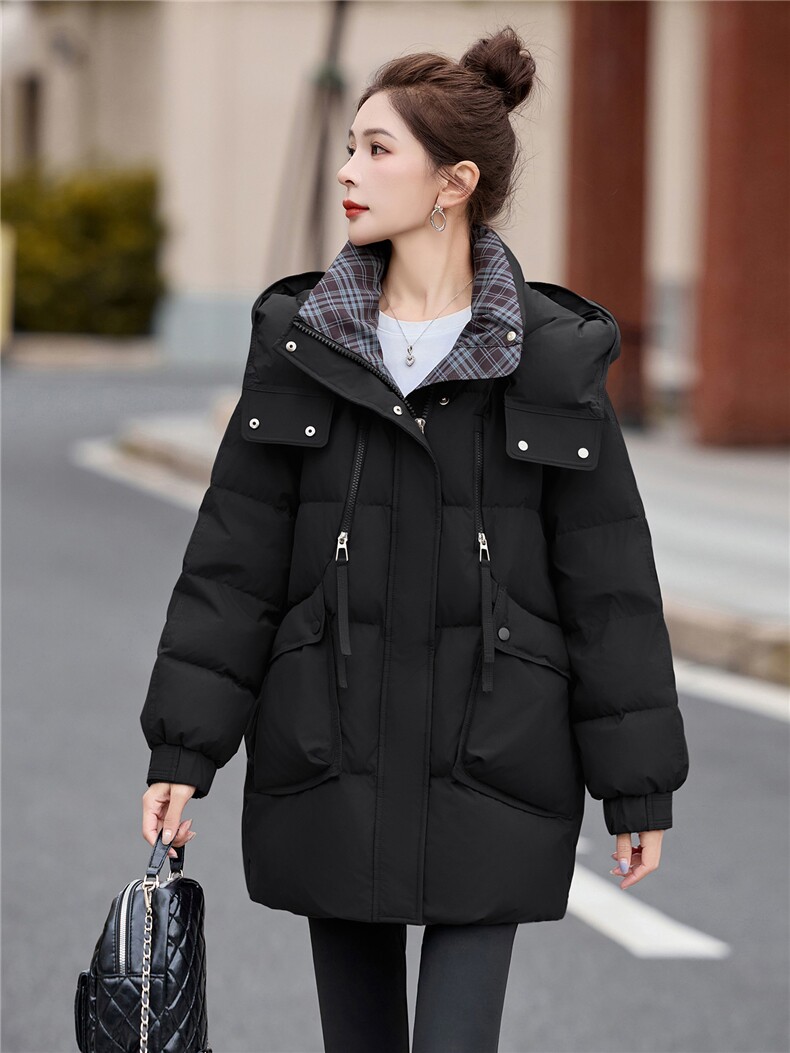 2025年冬季90白鸭绒羽绒服中长款,女装羽绒服,艾尚靓装