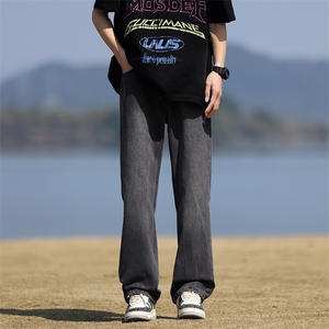 春季美式vibe宽松直筒裤2024新款水洗做旧牛仔裤男 现货K7756-P45图片