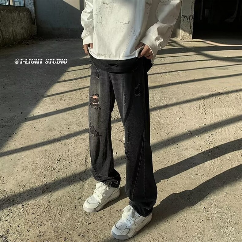 青春流行ins男直筒水洗牛仔裤P40,男装牛仔裤,星座1116-2