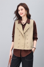 华吉言【浪痕】双排定制做旧树脂扣复古工装马甲，女装马甲，小林双子