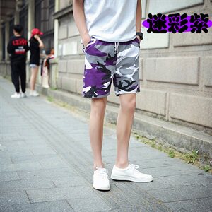 男士短裤运动休闲五分裤迷彩工装裤夏季宽松沙滩裤子男图片