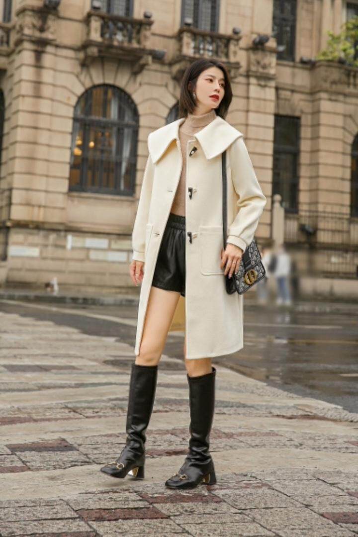 韩版长款牛角扣大衣，其它，咔蒂妮