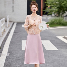 2025年夏季复古提花亮片钉珠套装，女装套装/套裙，歌伊格美