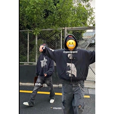 忧郁的富二代麦当娜贴布拉链连帽衫卫衣高街休闲外套WY228P57，女装短外套，星座1013-5