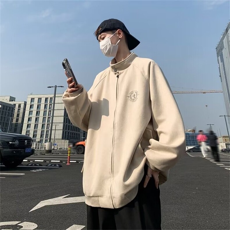 美式麂皮绒外套男春秋新款夹克潮牌痞帅高级感男装夹克JKW176-p65,男装夹克,星座302B
