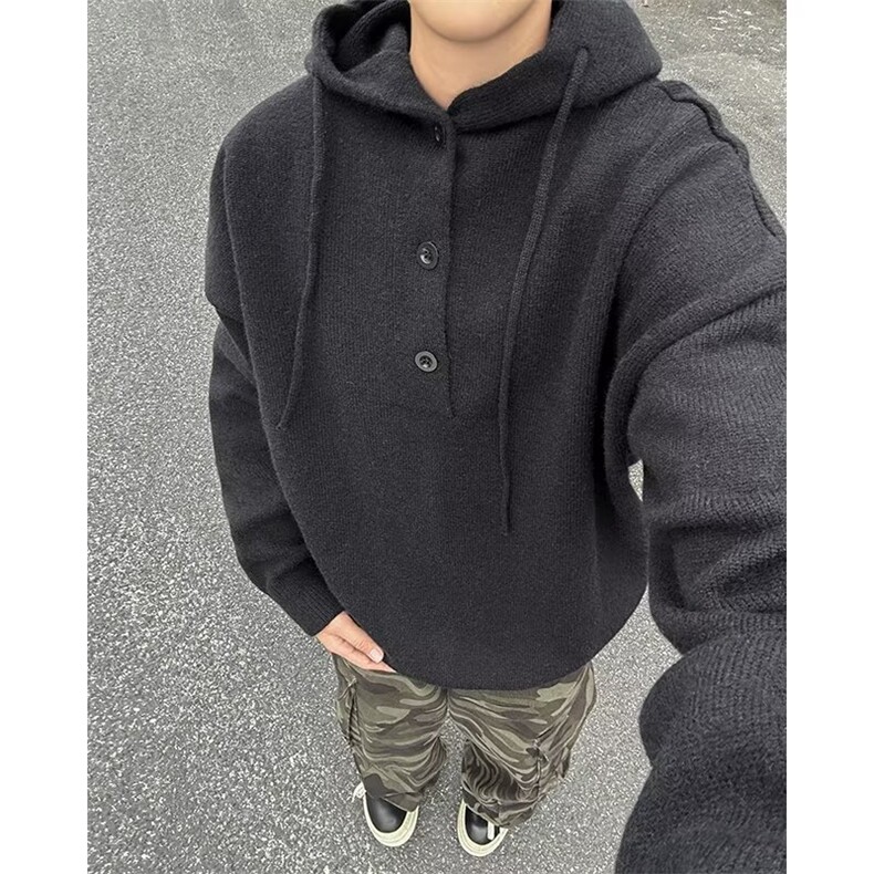 高街纯色连帽针织衫男款冬季美式H2304P68,男装针织衫/毛衣,星座1116-2