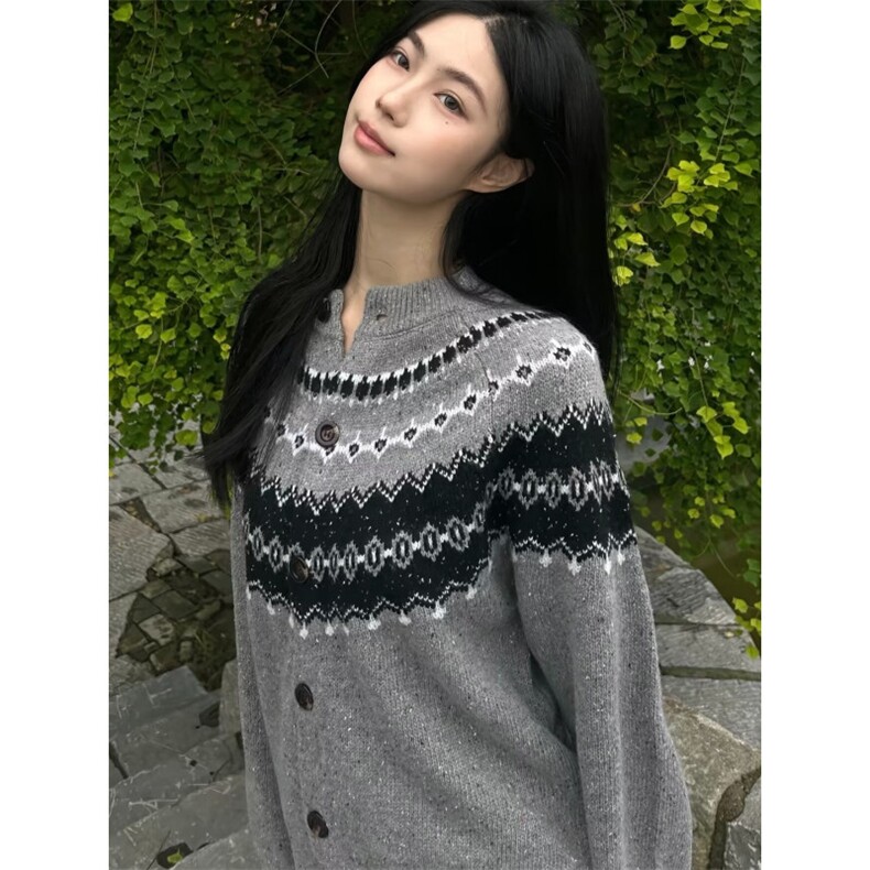 2025年冬季新款美式开衫毛衣男女装情侣慵懒松弛针织衫外套潮气质,男装针织衫/毛衣,星座506A