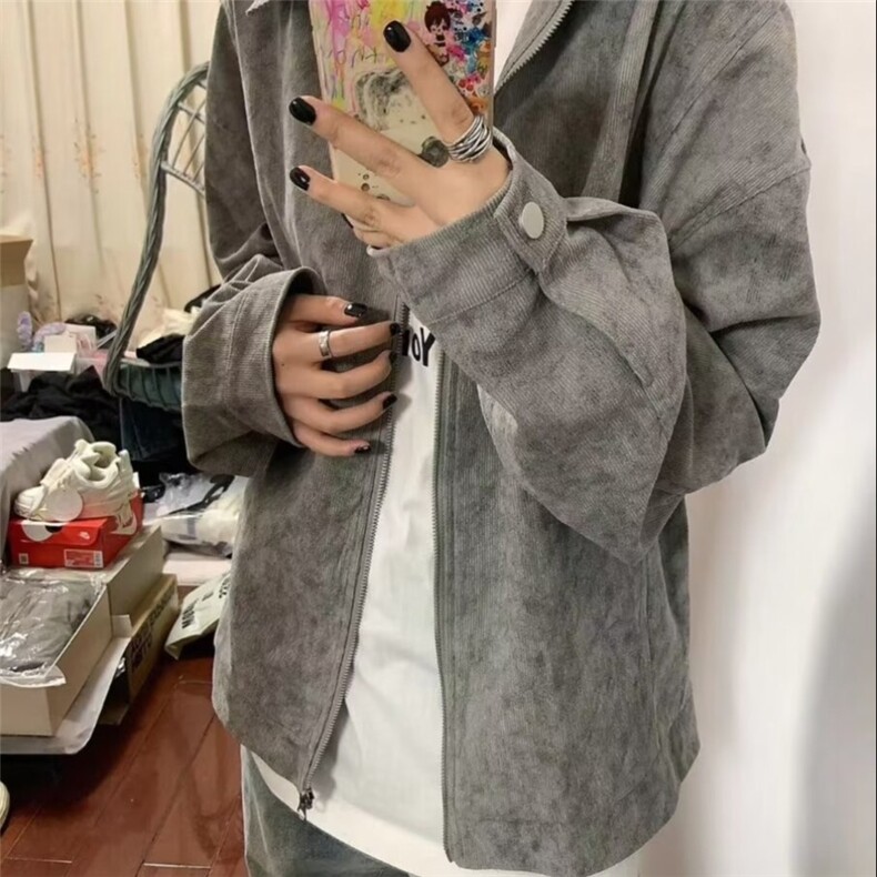 日系复古翻领外套男春秋高级感痞帅潮牌青少年夹克文艺lf1027p55,男装夹克,电商D256-2(原A064-2)