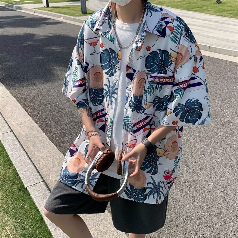 夏季新款衬衫潮流慵懒男方领冰丝垂感衬衫C4083P30,男装衬衫,星座1116-2