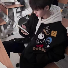 网图美式宽松夹棉加厚棒球服外套休闲夹克棉衣A025-XY1211-P78，男装夹克，电商A025