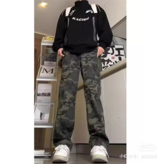 工装迷彩裤男秋冬多口袋宽松直筒裤子纯棉休闲裤KM910网络图，男装休闲裤，星座1116A（原606A-3）