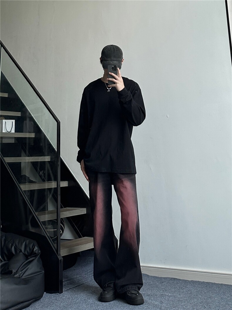 秋冬季美式高街小众牛仔裤男 个性百搭休闲裤G1235/P4868图片