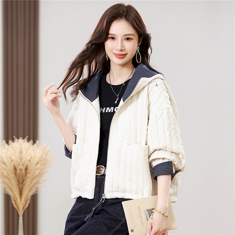 2025秋冬新款连帽棉衣外套直筒型百搭，女装短外套，小林双子