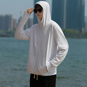 夏款凉感时尚防晒衣潮防紫外线面料纯色连帽上衣外套男2088-P40