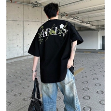 万针全刺绣工艺抖音得物高品质260克重磅纯棉双纱美式高街短袖T恤，男装T恤，电商A486