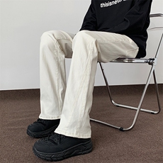 黑白两色微喇叭牛仔裤男春秋季美式复古高街休闲长裤子D021/P48，男装牛仔裤，电商B381-2