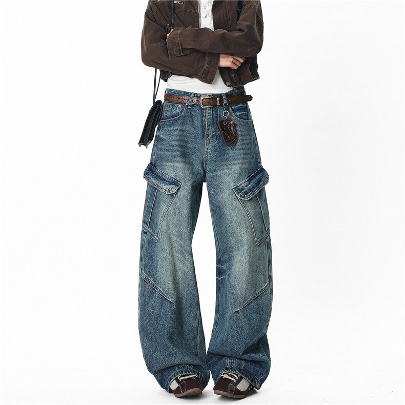 【现货】XZ612-k3170-特P55美式复古大口袋弯刀猫须水洗牛仔裤,男装牛仔裤,星座612
