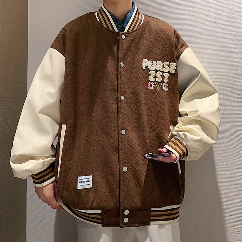 港风上衣夹克宽松落肩拼色棒球服外套JK714-P68,男装夹克,星座1204-3