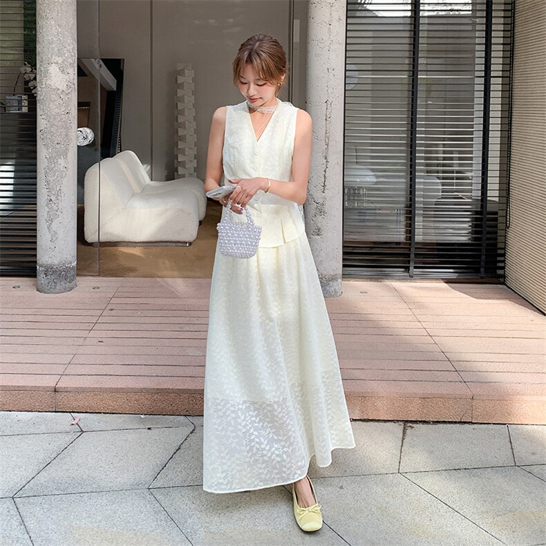 新品轻奢提花设计无袖小衫+半裙两件套2C2851820P175K258,女装半身裙,2C285