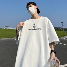 240G重磅美式印花纯棉大码宽松休闲短袖T恤T330-P25控38，男装T恤，电商B219A