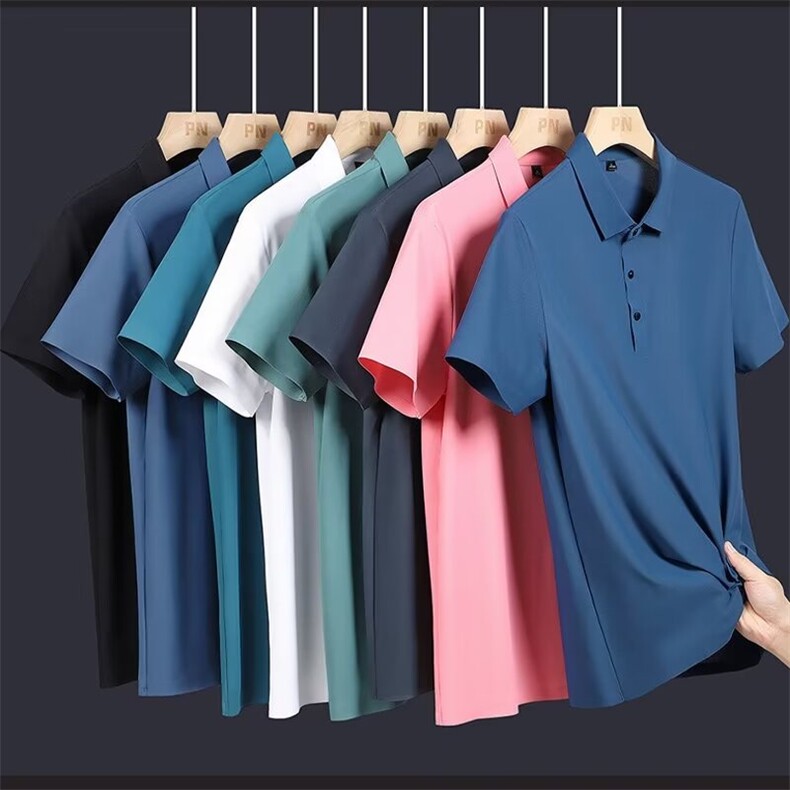 夏款男POLO衫冰丝纯色休闲商务保罗衫T恤大码M-4XLPL1199P40,男装Polo衫,星座1013