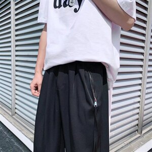 春夏休闲裤男直筒垂感ins潮牌港风西装布K2983P35图片