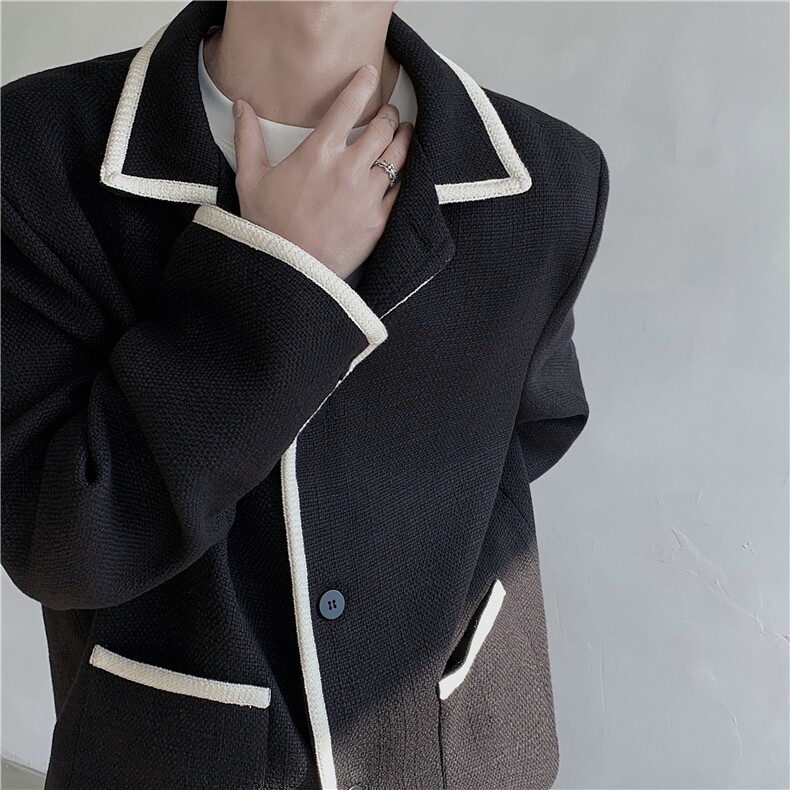 现货！25春季男士小香黑白线条高级感短款小夹克外套XXF12-P178，男装夹克，电商B288