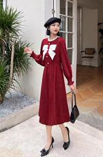 蝴蝶结连衣裙，两色、三个尺码，女装连衣裙，依柏璐(1F)