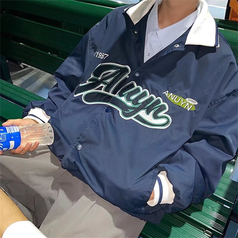 男夹克青少年翻领长袖单排扣棒球服夹克外套W114P50,男装夹克,星座1116-2