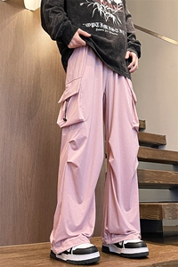 8XL-M 特大码冰丝裤男美式工装裤高腰垂感宽松防晒阔腿裤K962P45图片