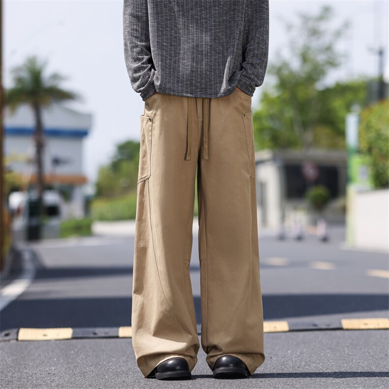 外景高街弯刀裤休闲纯棉宽松复古水洗棉直筒裤A406KZ2535特P60,男装休闲裤,星座309（原A406）