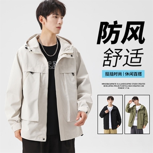 大码男士户外休闲连帽工装夹克男 大码元 108图片