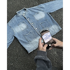 博主风cleanfit牛仔外套男美式复古毛边夹克JK2406-P80，男装夹克，星座1007（原301D）