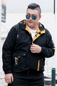 L-9XL男连帽夹克衫 加肥加大码春秋工装外套 5032-1-8810P75图片