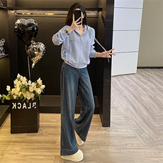 春女新款连帽拉链卫衣阔腿牛仔裤减龄两件套，女装套装/套裙，江南