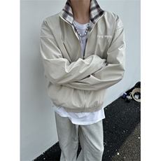 XZ1005-1-TTH0088-批105--双面穿格子印花字母夹克外套，男装夹克，星座1005-1