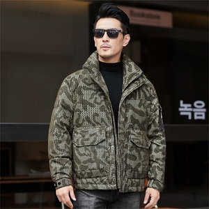 秋冬季白鸭绒加厚羽绒服短款立领休闲保暖简约防寒潮服外套男装图片