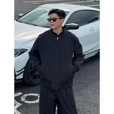 W10583-P78网图现货黑色红内飞行夹克棒球服高品质，男装夹克，星座1608