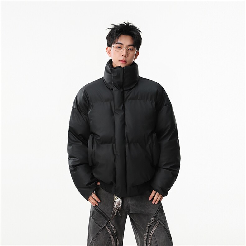 现货万件入仓供抖音得物防水防污立领pu皮棉服218-7-M120-特60,男装皮衣,星座218-7