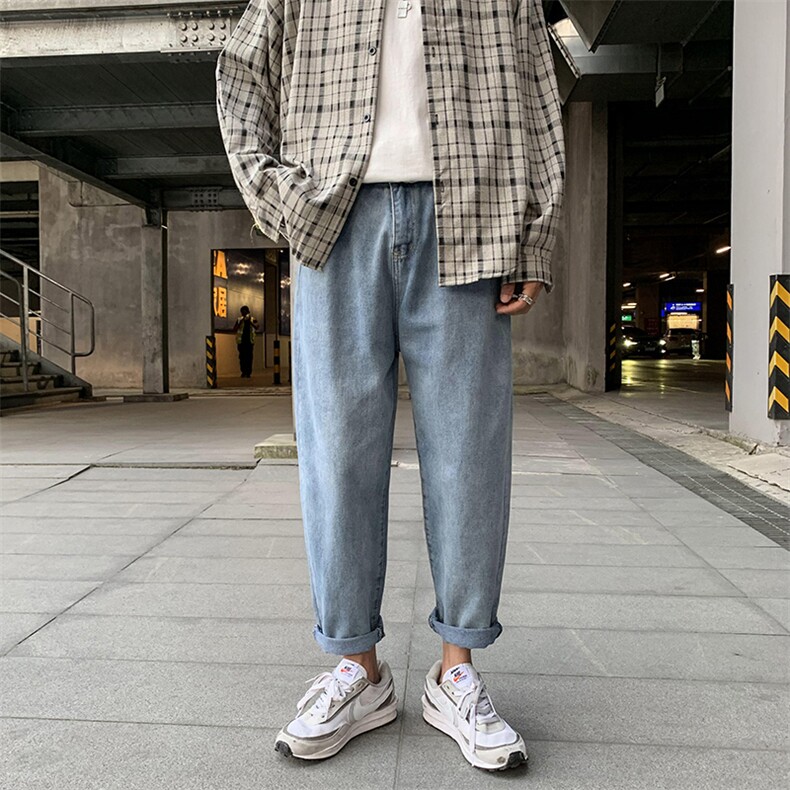 春夏季新款男牛仔裤休闲宽松直筒港风韩版潮牌中性情侣N08,男装牛仔裤,星座1008