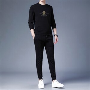 爸爸运动套装男士春秋季上衣中老年人休闲服中年卫衣超大码两件套图片