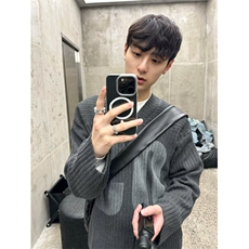 针织衫女秋冬季美式复古宽松休闲设计感黑色露肩毛衣MY271，男装针织衫/毛衣，星座516A