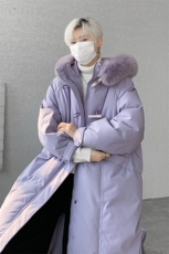8XL-M90白鸭绒大毛领羽绒服男中长款过膝设计感牛角扣YRFC05P398，男装羽绒服，电商D206-1
