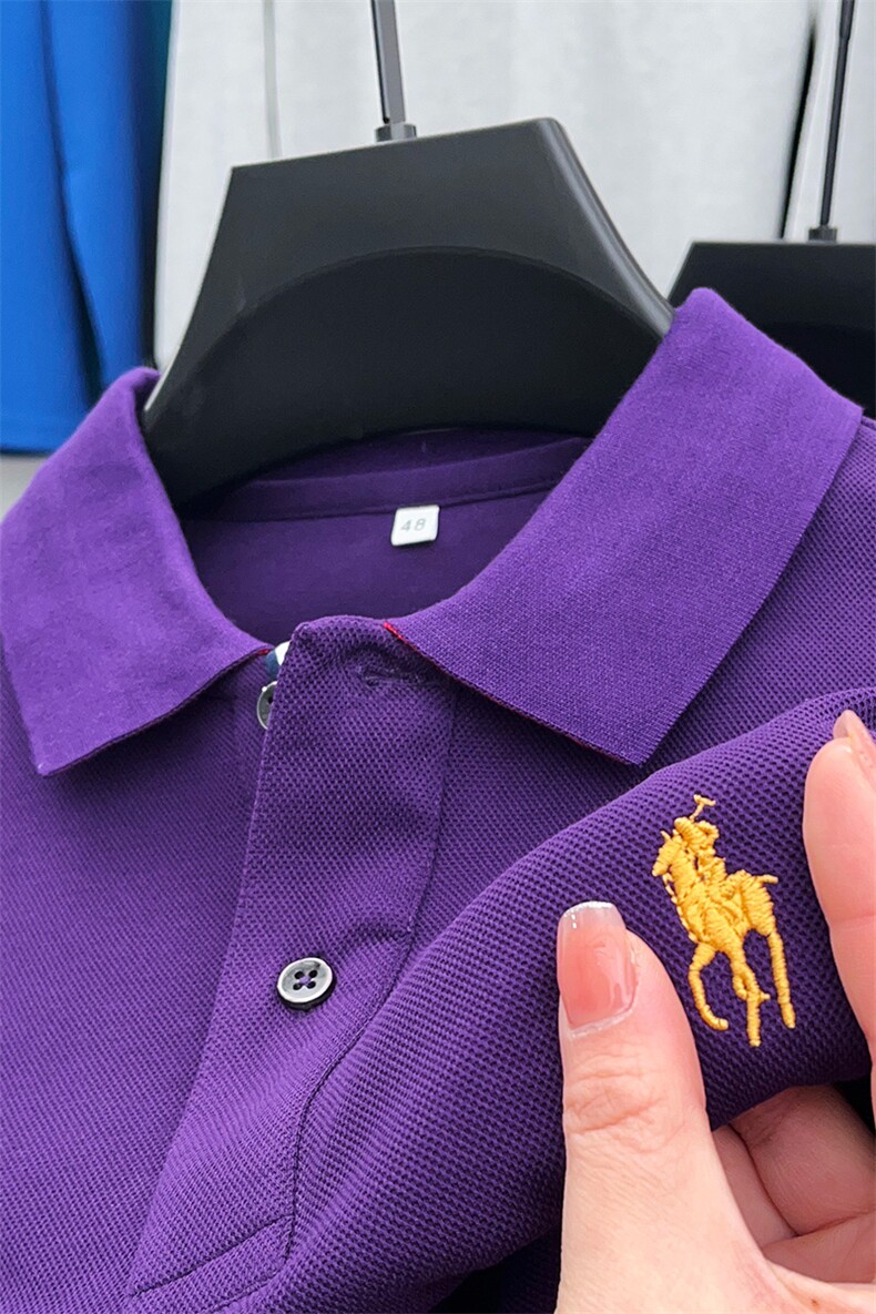 保罗长袖T恤男2023春季新款宽松纯棉中青年男士纯色翻领polo衫男,男装T恤,电商B212（原钱塘6029）